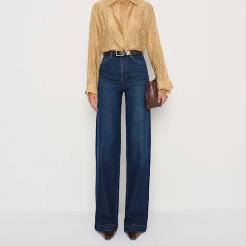 Reformation Bex Super Stretch High Rise Wide Leg Jeans Blue - Size 29